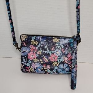 Floral Clutch Crossbody Bag Removable Strap Like New